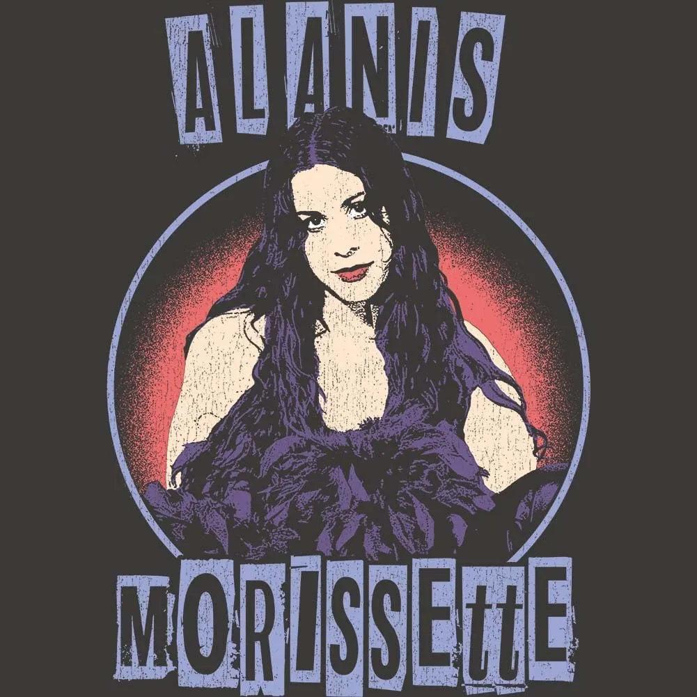 American Classics Alanis Morissette Music Sitting Threshold Circle Adult Black Short Sleeve T Shirt 90s Music Graphic Tees