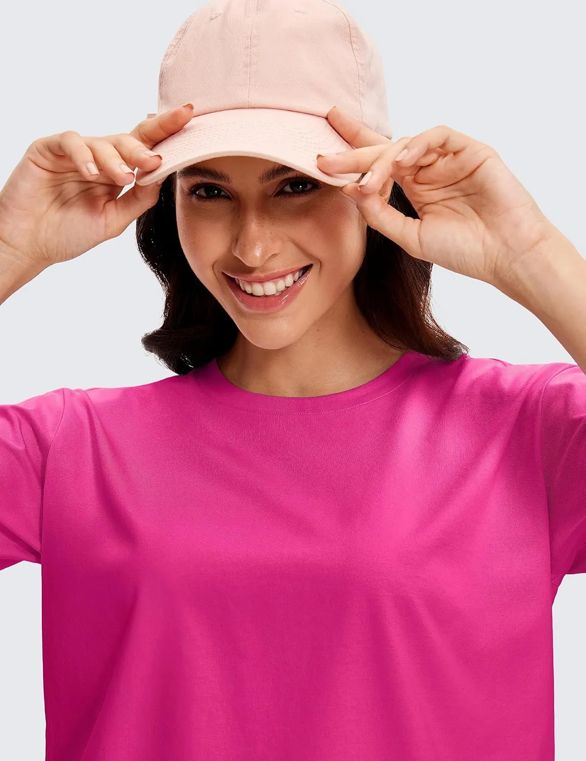 CRZ YOGA Womens Loose Fit Cotton Polyester Short Sleeve Shirts Crop Tops Casual Workout T-Shirts