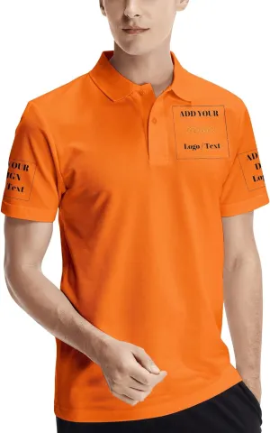 Custom Polo Shirts for Men Personalized Polo Shirt Slim Fit Design Your Own Logo & Text T-Shirts Print Golf Shirt