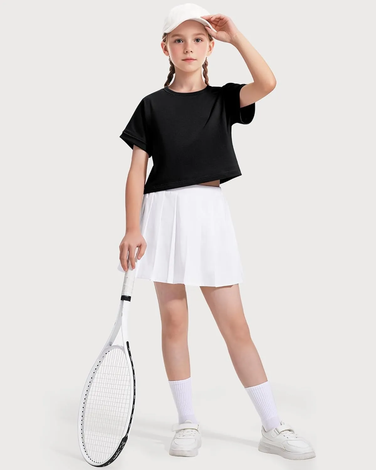Girls Crop Tops Short Sleeve T-Shirts for Girl Crew Neck Basic Tee Size 7-14 Years