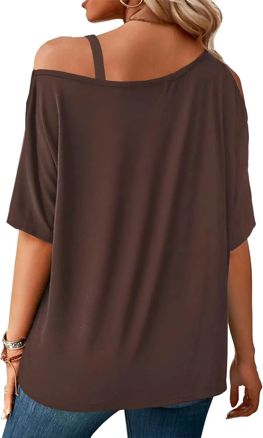 LEIYEE Womens Summer Black Cold Off Shoulder Tops 2025 Sexy Casual Cute Short Sleeve Loose Fit T Shirts Blouse