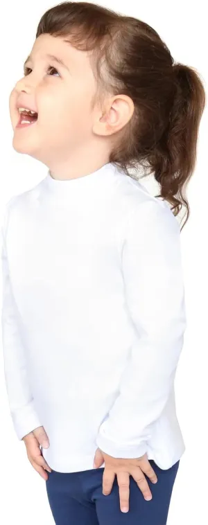 Lilax Girls' Basic Long Sleeve Mock Turtleneck Cotton T-Shirt