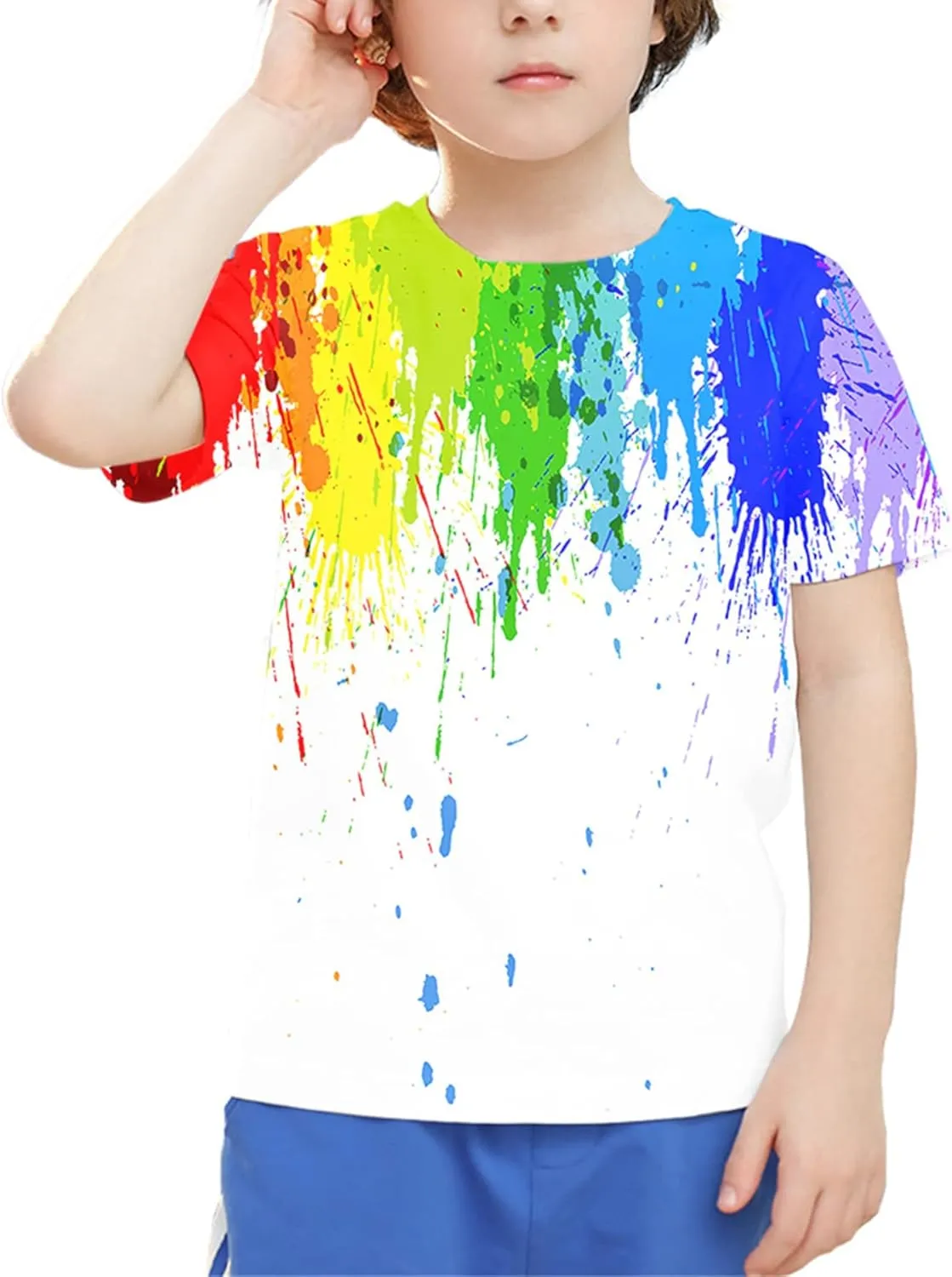 Linnhoy Kid Shirts 3D Graphic Printed Tees for Boys and Girls Novelty Fashion T-Shirts Unisex Casual Tops Size 6-16 Years
