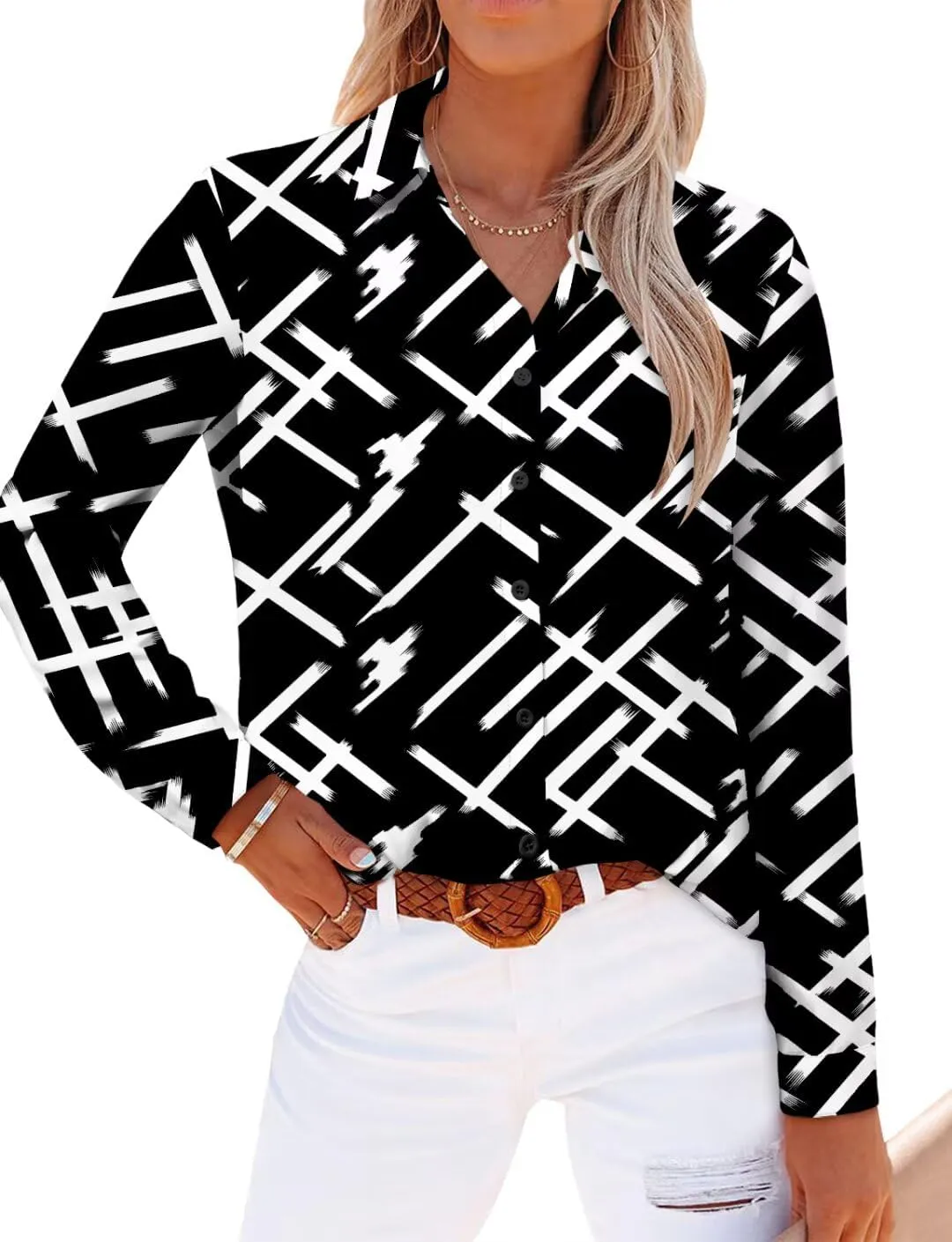 Magritta Long Sleeve Shirts for Women Fashion Button Down Blouse Tops