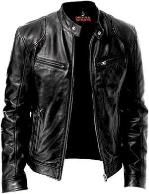 Mens Genuine Leather Jacket Cowhide Motorbike Motorcycle Moto-Jacket Real Leather Black/Brown