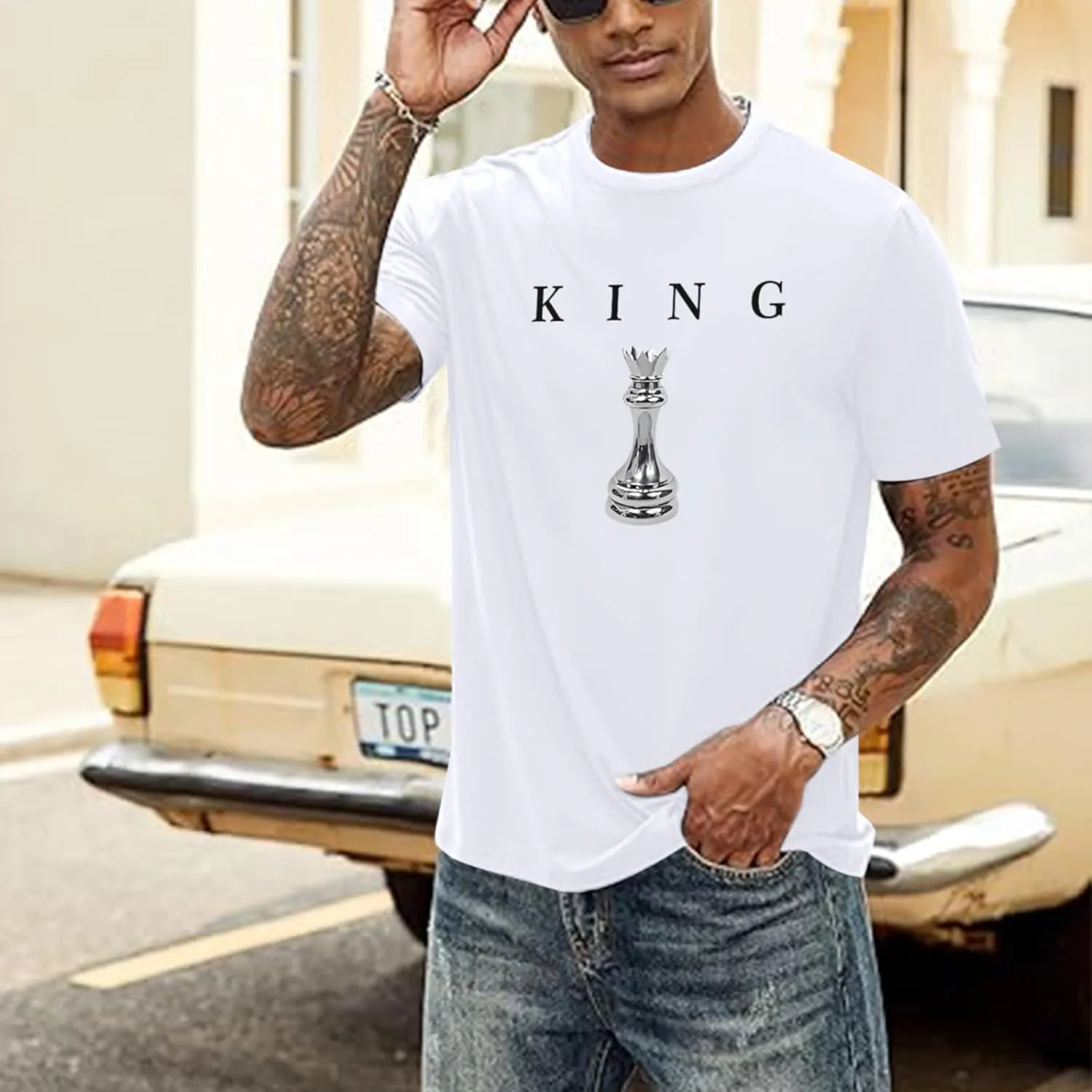 Men's King Chess Shirt Graphic Tees Designer Printed T Shirts for Men Urban Letter T-Shirt Streetwear
