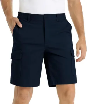 Men's Lightweight Flat Front Work Dress Short Straight Leg Summer Slim Suit Shorts Casual Multi-Pocket Cargo Pant