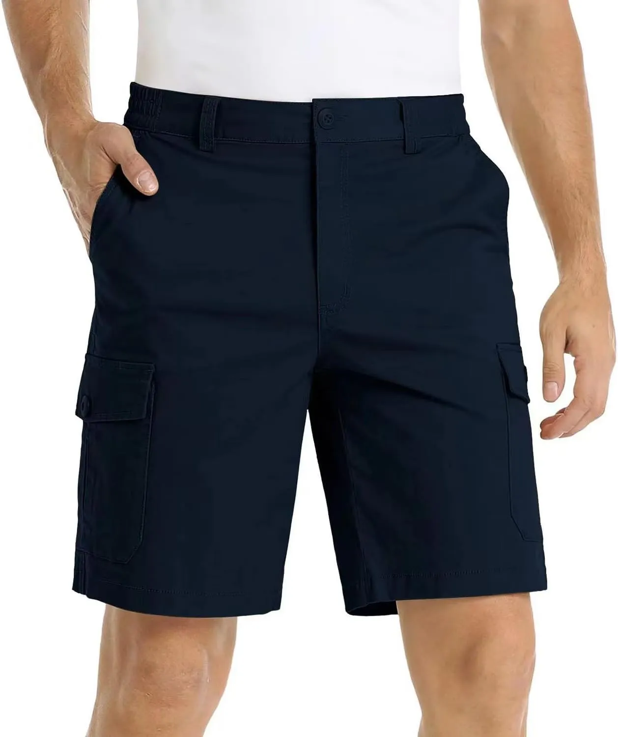 Men's Lightweight Flat Front Work Dress Short Straight Leg Summer Slim Suit Shorts Casual Multi-Pocket Cargo Pant