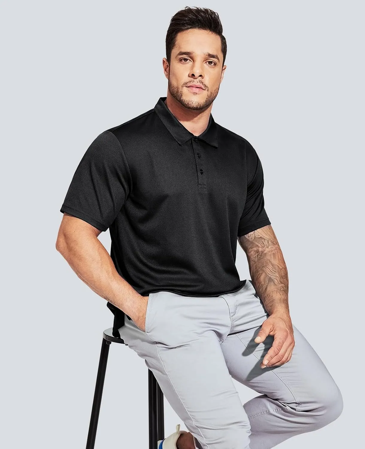 MIER Men's Quick Dry Polo Shirts Polyester Casual Collared Shirts Short Sleeve, Moisture-Wicking, Sun Protection