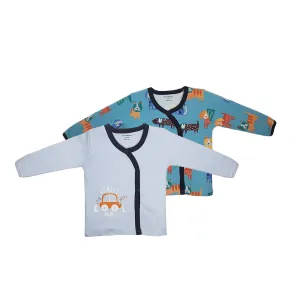 My Milestones T-shirt Full Sleeves Boys Dog Print/ Baby Blue -2 PC Pack