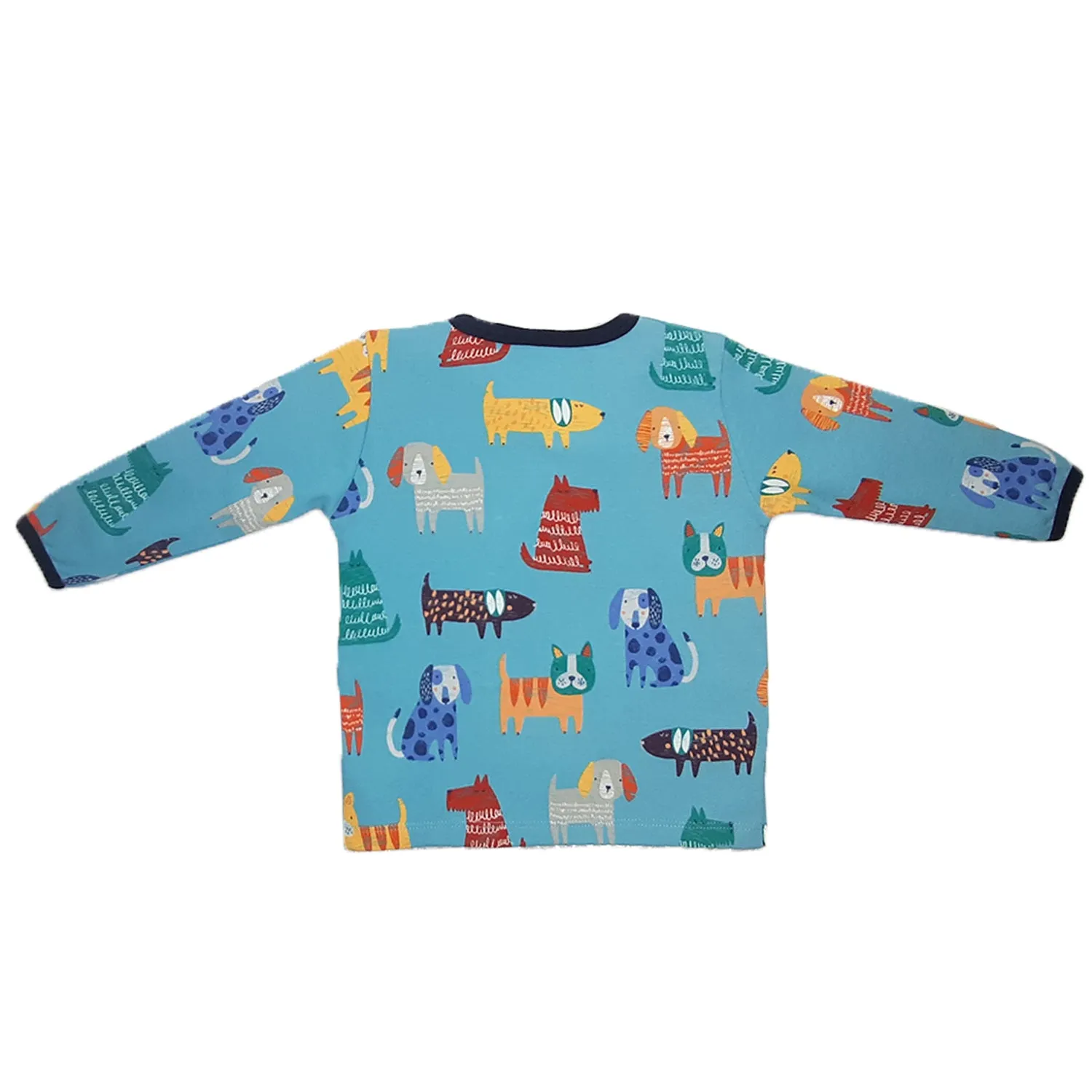 My Milestones T-shirt Full Sleeves Boys Dog Print/ Baby Blue -2 PC Pack