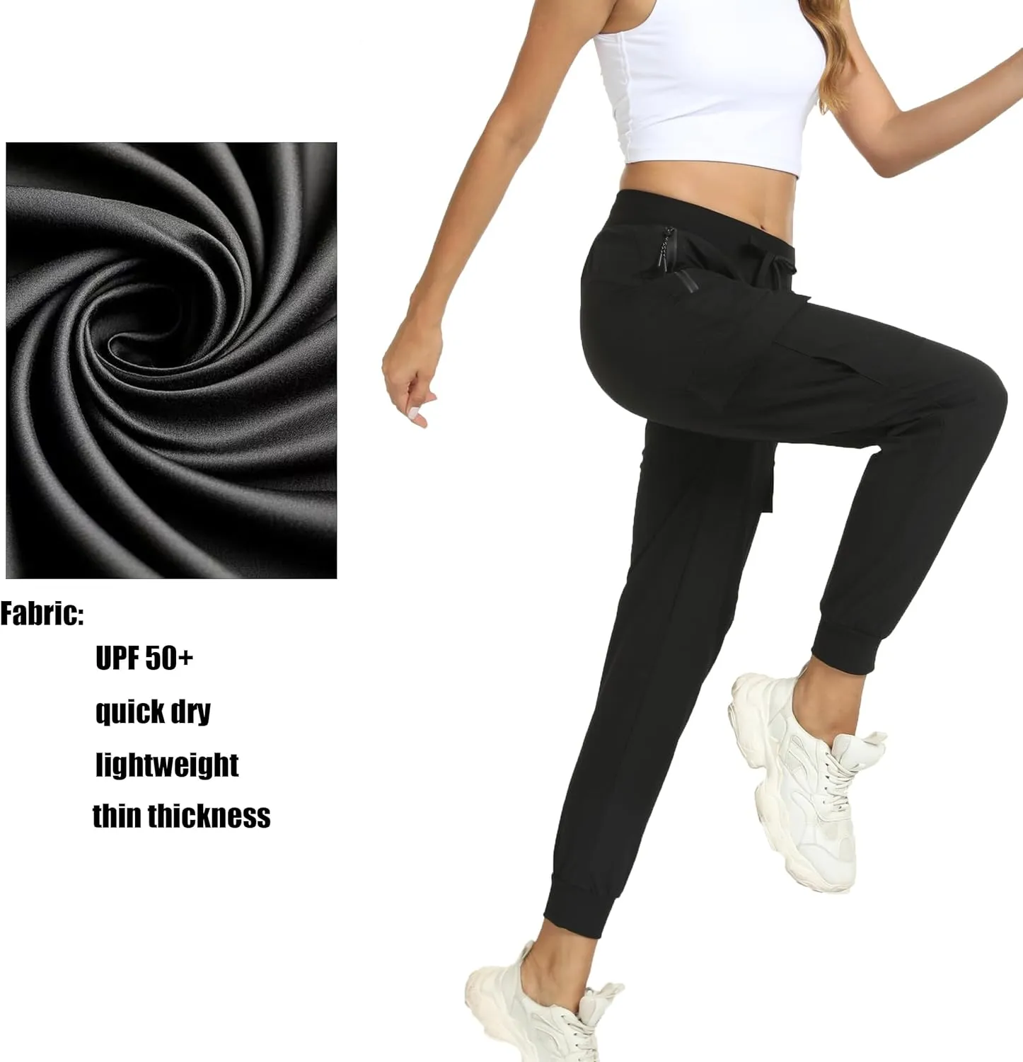 Women's Joggers with Pockets Lightweight - Water Resistant Cargo Athletic Pants for Hiking Running Camping Travel