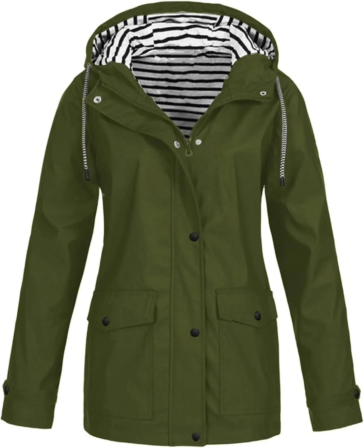 Women's Waterproof Rain Jacket Lightweight Long Hooded Windbreaker Raincoat for Hiking Travel Outdoor