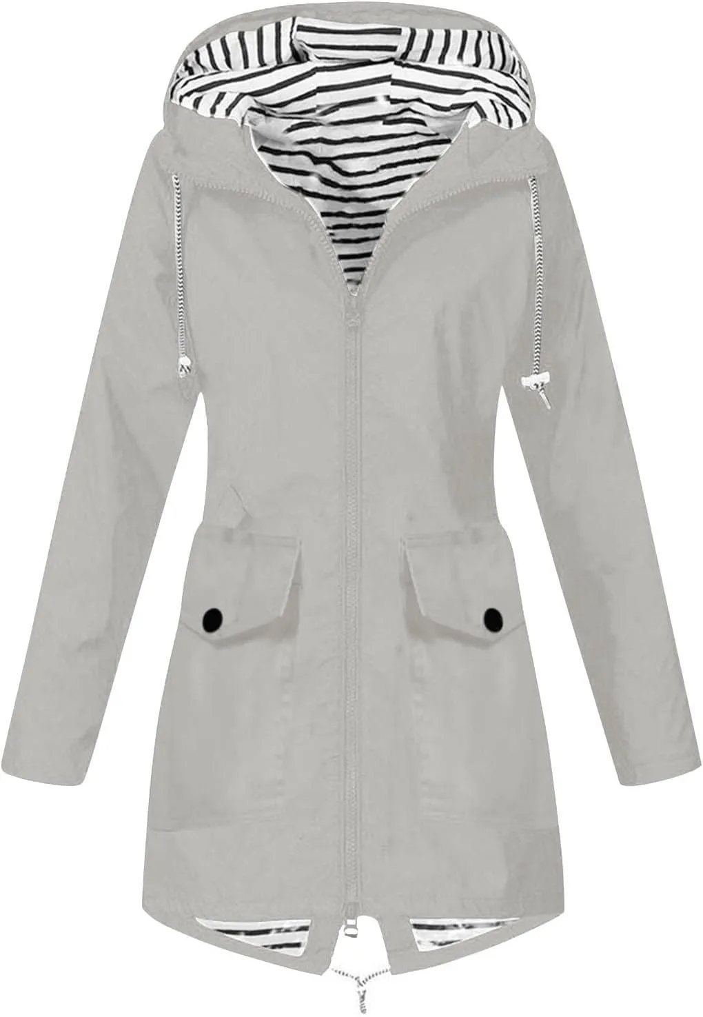 Women's Waterproof Rain Jacket Lightweight Long Hooded Windbreaker Raincoat for Hiking Travel Outdoor
