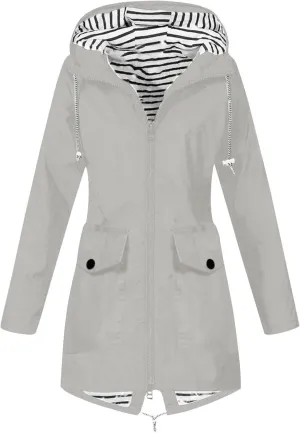Women's Waterproof Rain Jacket Lightweight Long Hooded Windbreaker Raincoat for Hiking Travel Outdoor